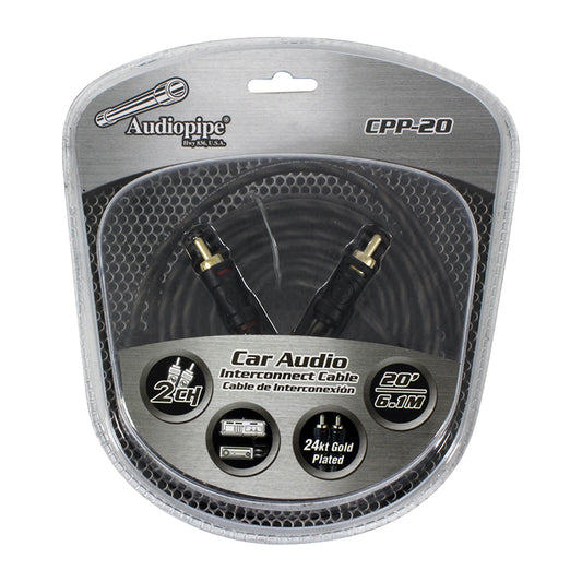 Audiopipe CPP20 20 foot ft Gold Plated Interconnect Cable