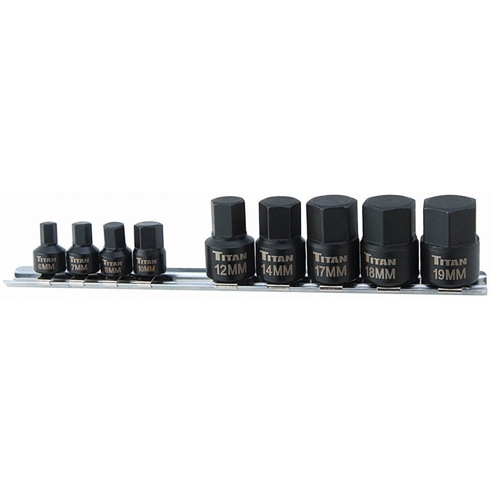 Titan 16141 Tool 9 pc Stubby Metric Hex Bit Socket Set