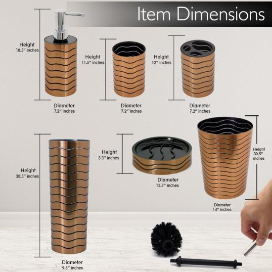 SereneLife SLBATAC05 Bathroom & Sink Accessory Set of 6 Tumbler,Soap dish