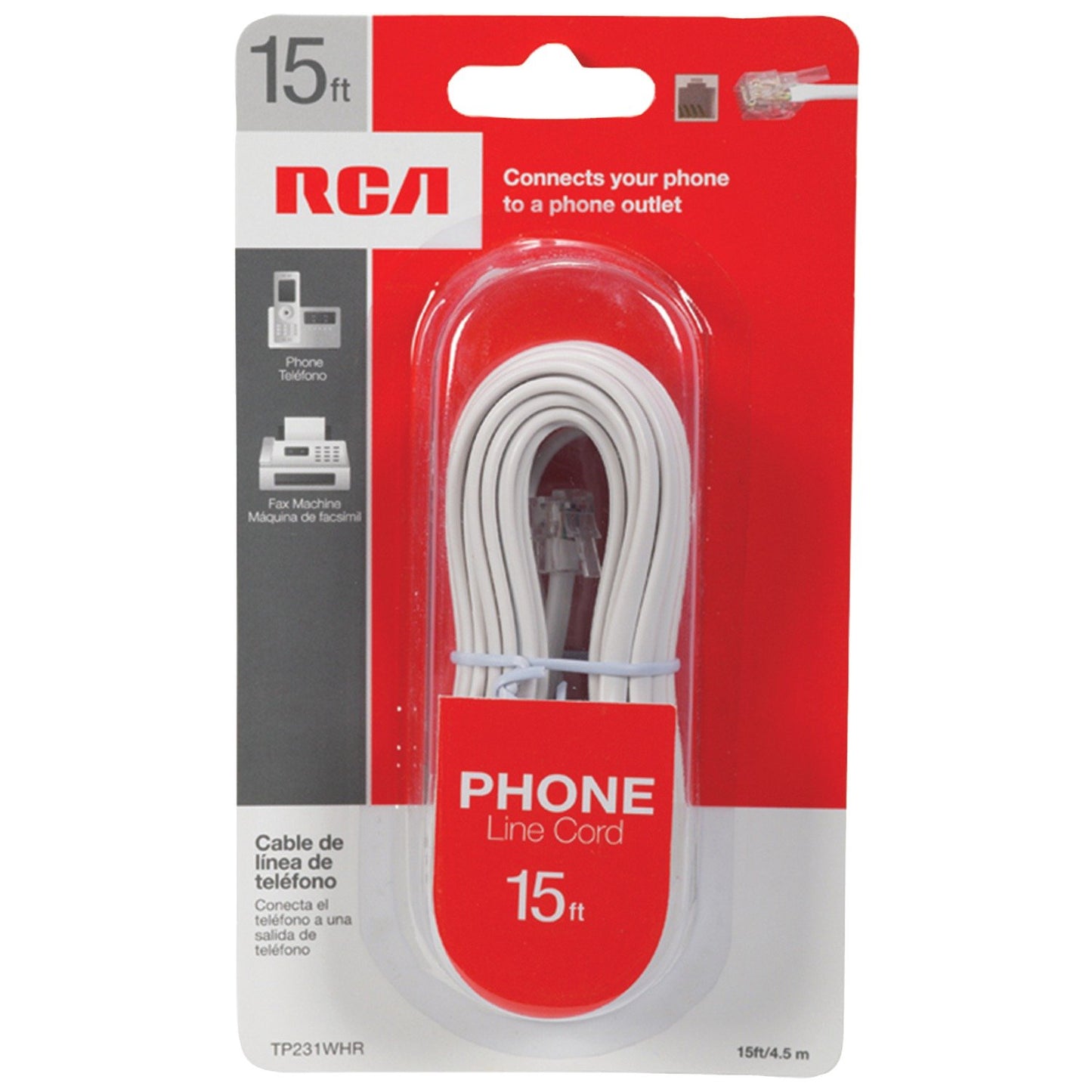 RCA TP231WHR White Phone Line Cord (15ft)