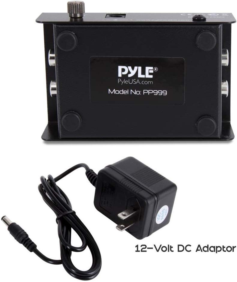 Pyle PP999 Compact Ultra-Low Noise Phono Turntable Preamp w/ 12-Volt Adaptor