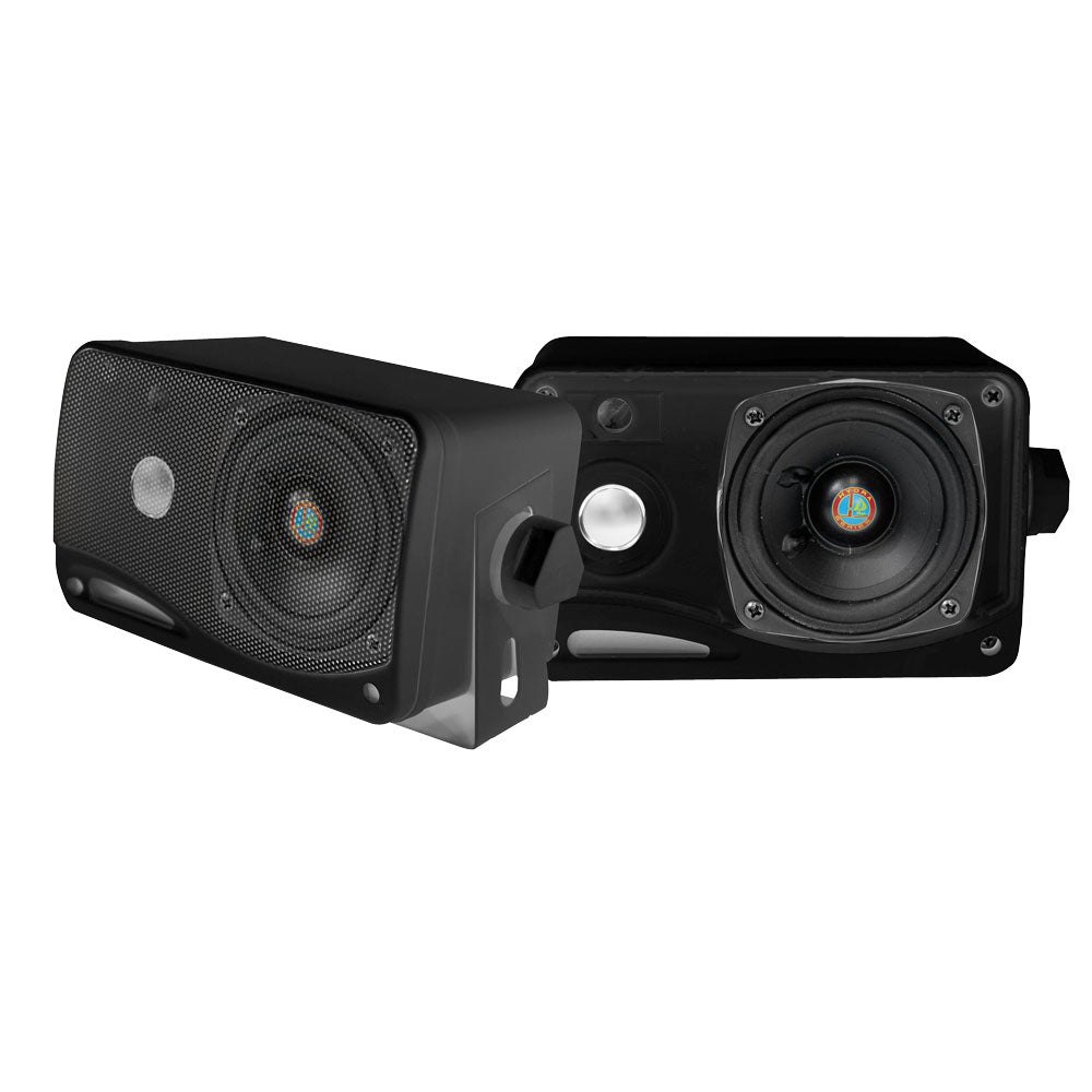 Pyle PLMR24B 3.5" 3 Way 200 Watt Black Marine Boat Box Speaker pair