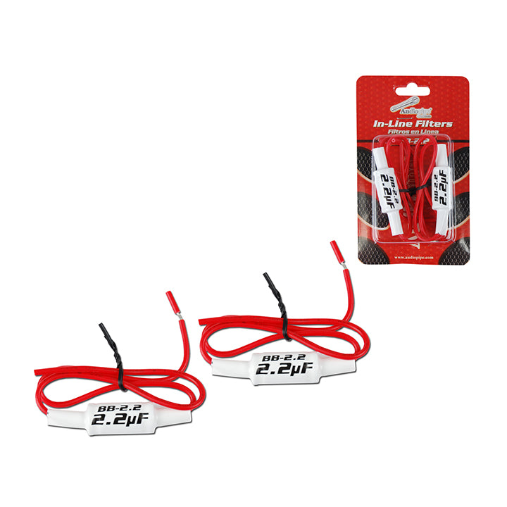 Audiopipe BB2.2 Bass Blocker 2.2 uf In line Pair for Tweeters