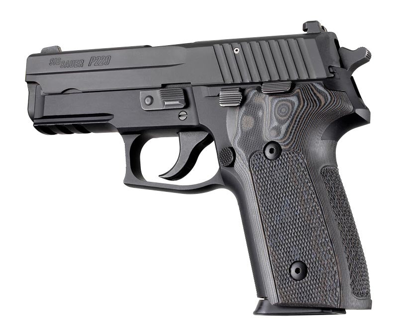 Hogue 28177BLKGRY Sig Sauer P228 P229 Da Sa Checkered G10 Gmascus Blackgrey