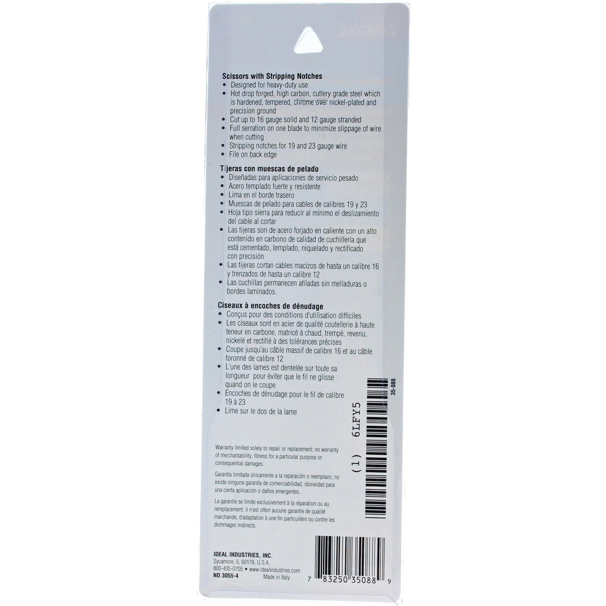 Ideal 35-088 Electrician's Scissors w/Stripping Notch