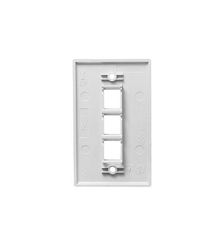 Icc IC107F3CWH Faceplate, Flat,1-gang,3-port, 25pk, Wh