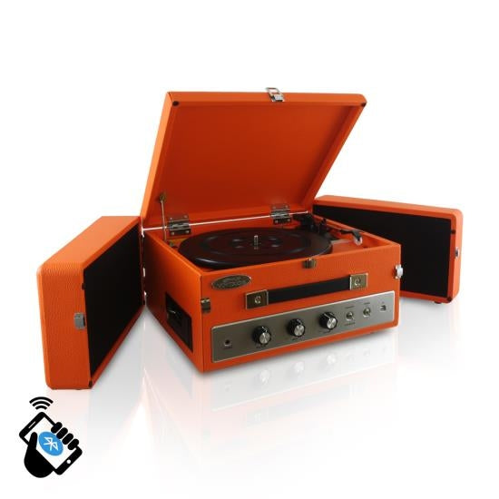 Pyle Retro PLTT82BTOR Vintage Classic Style Bluetooth Turntable Orange