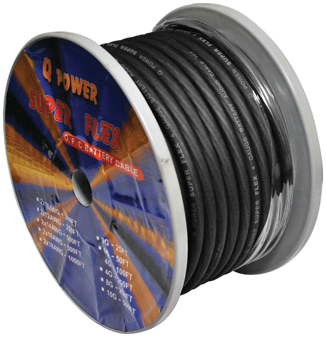 Q Power 4 Gauge 100' ft foot SuperFlex Black Power Ground Wire