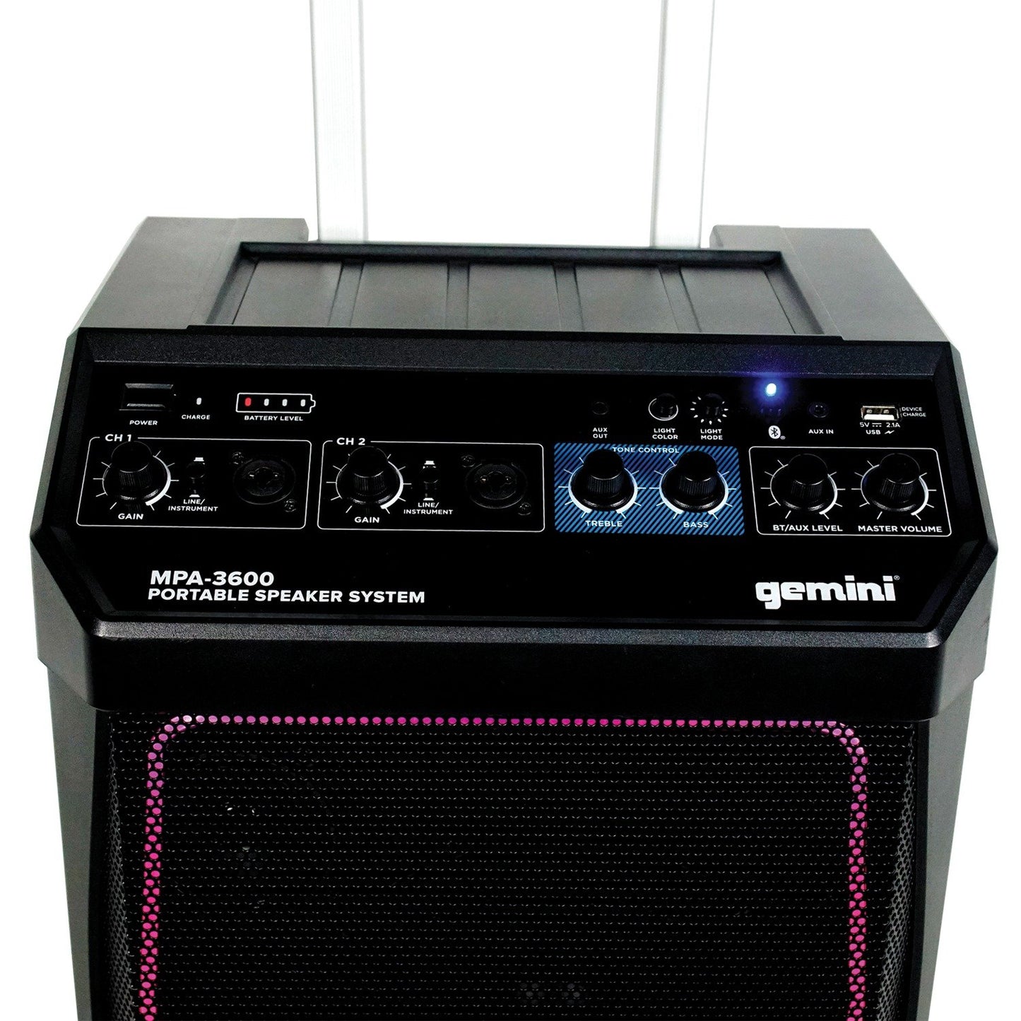 Gemini MPA-3600 Portable Rechargeable Bluetooth® Speaker with Lights