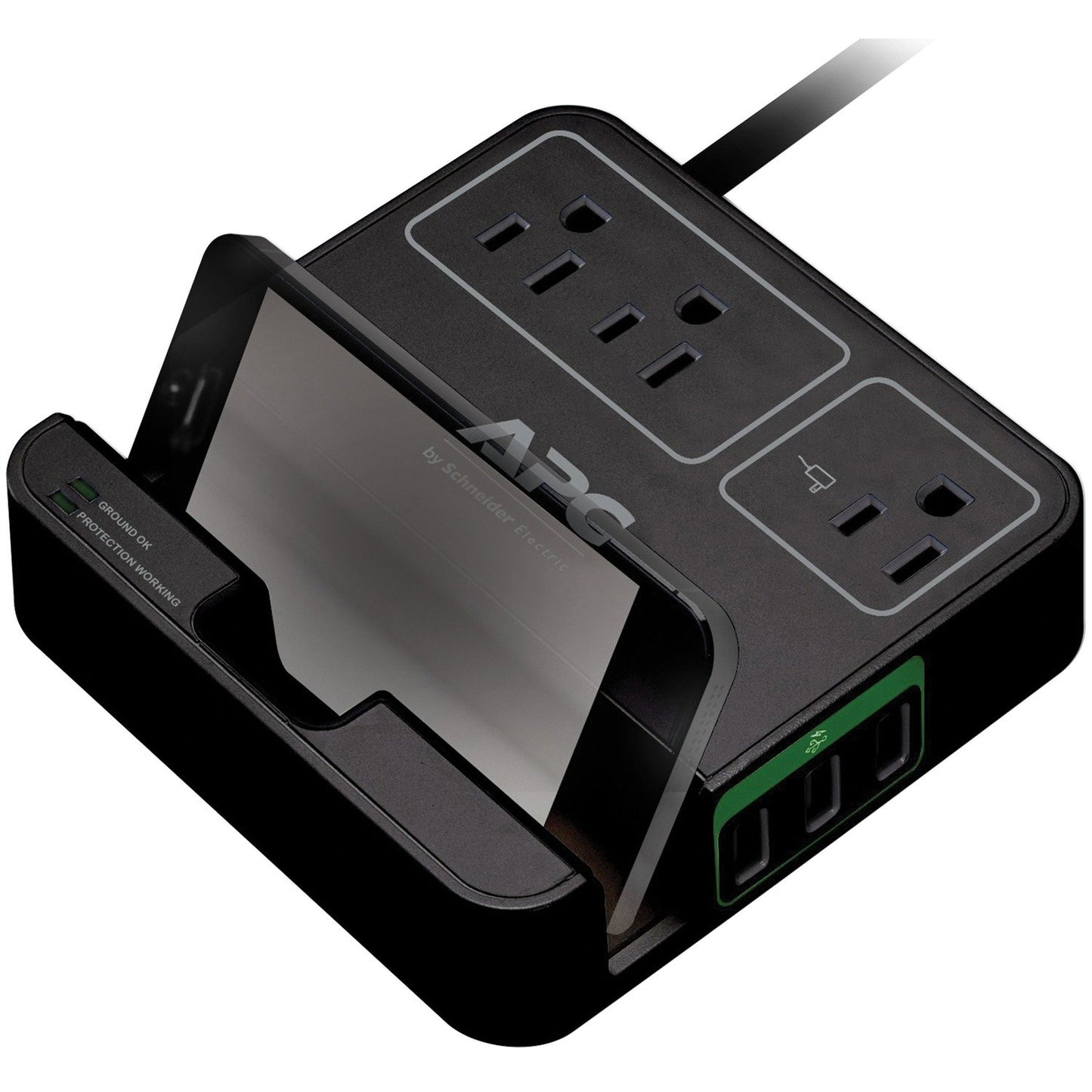 APC P3U3B 3-Outlet SurgeArrest® Surge Protector with 3 USB Ports (Black)