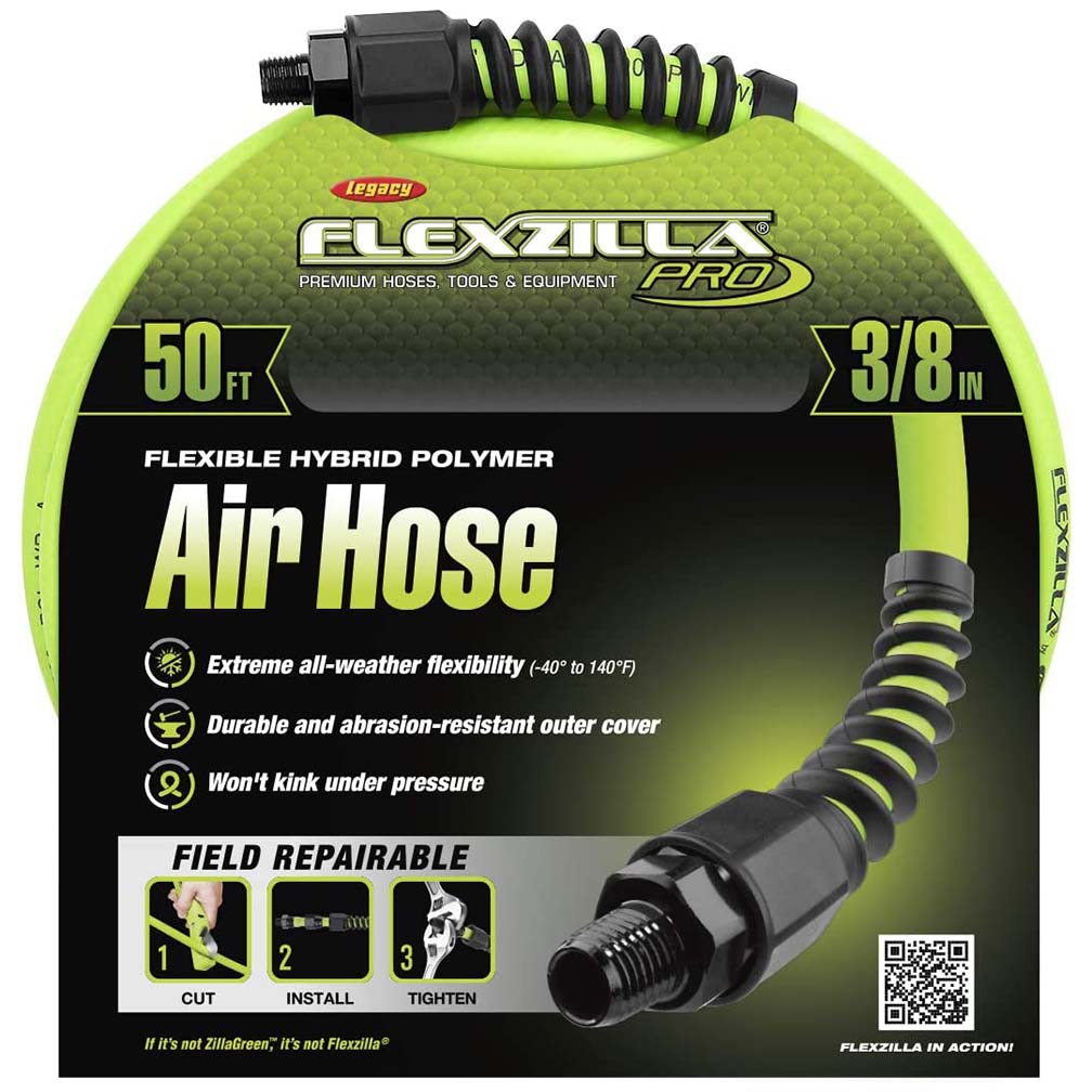 Flexzilla HFZP3850YW2 Pro Air Hose 3/8In X 50Ft 1/4In MNPT Fittings