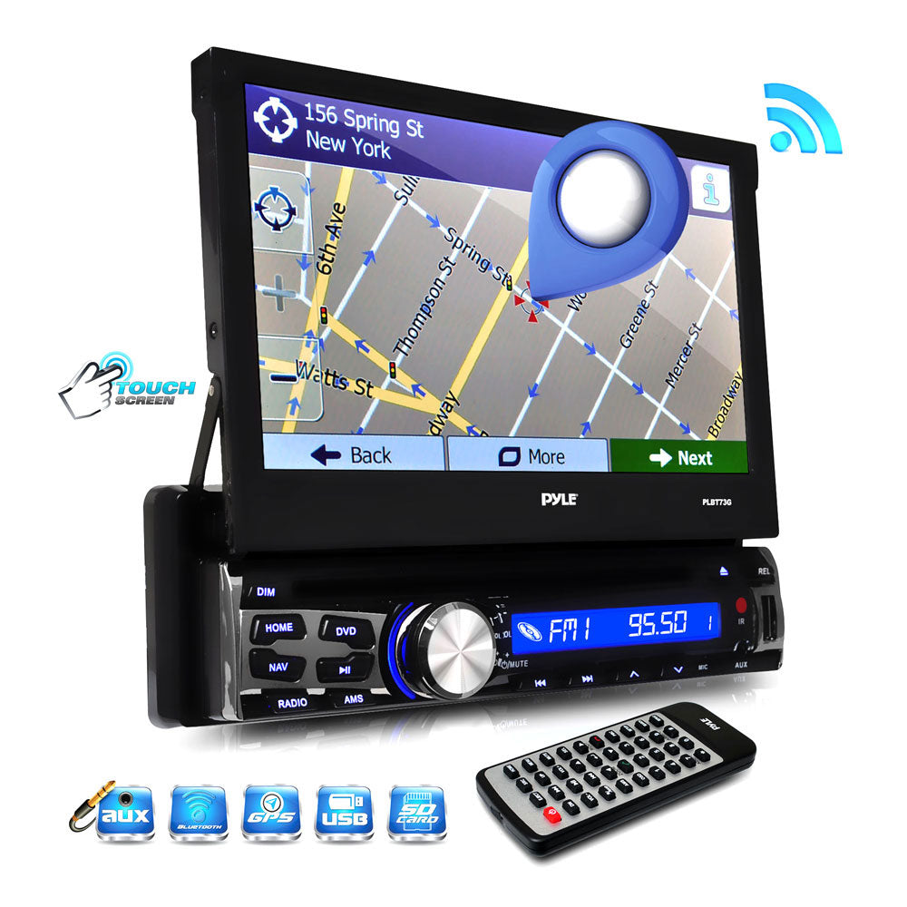 Pyle PLBT73G Bluetooth 7-Inch GPS Nav Receiver, Built-In Mic, Touch Screen, CD/DVD