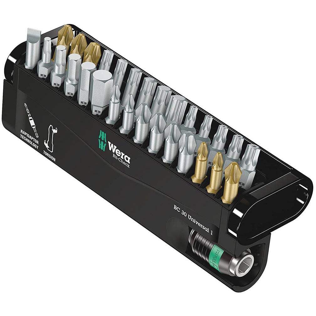 Wera 05056440001 BC Universal Rapidaptor Bit-Check 30-Piece Set
