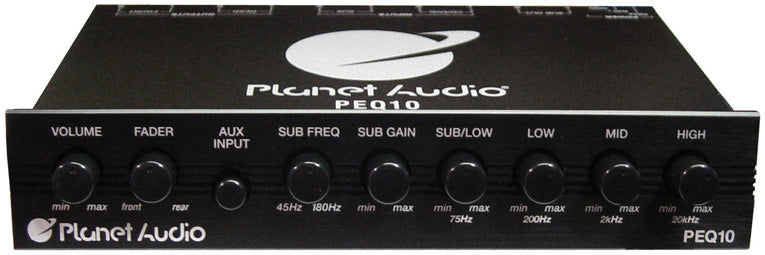 Planet Audio PEQ10 4 Band Equalizer Aux input volume control half DIN chassis