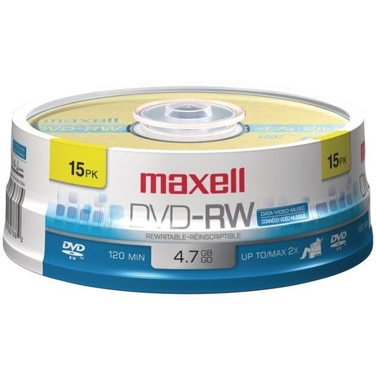Maxell 635117 4.7GB 120-Minute DVD-RWs, 15-ct Spindle