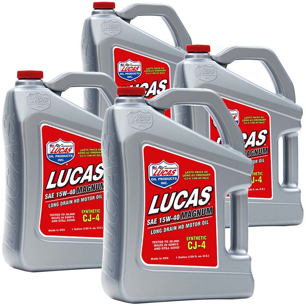 (4 Pack) Lucas Oil 10299LUCAS4PK Synthetic Sae 15W-40 Cj-4 Truck Oil 1 Gallon