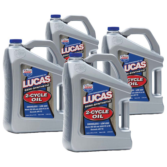 (4 Pack) Lucas Oil 10115LUCAS4PK Semi-Synthetic 2-Cycle Oil 1 Gallon