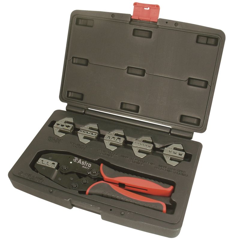Astro 9477 Professional Quick Interchangeable Ratchet Crimping Tool Set 7Piece