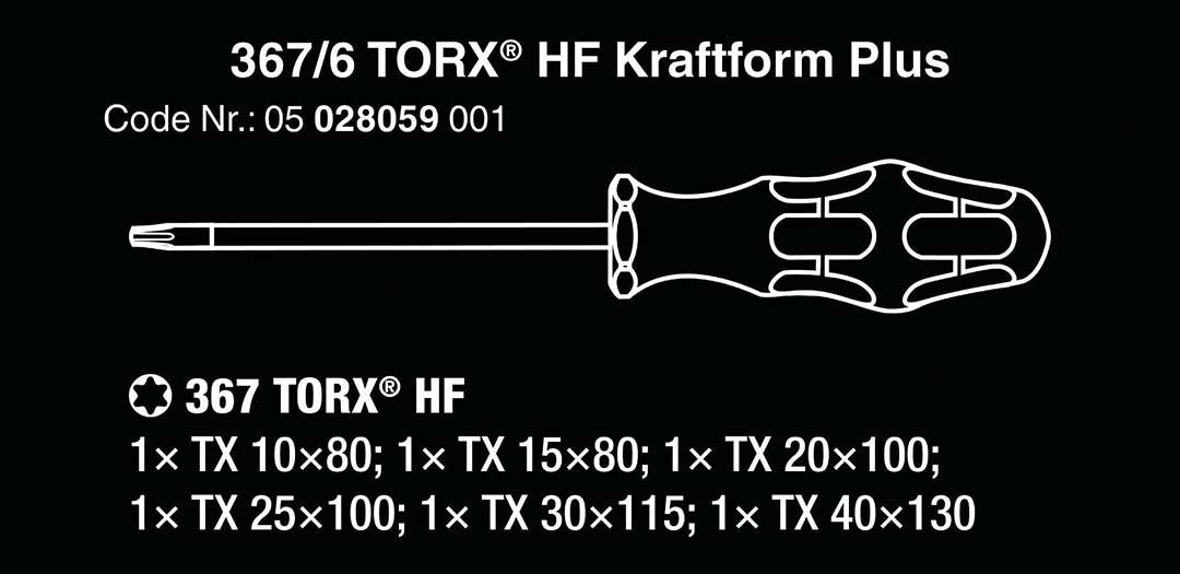 Wera 05028059001 TORX Screwdriver Set with Hold Function & Rack (6-Piece Set)