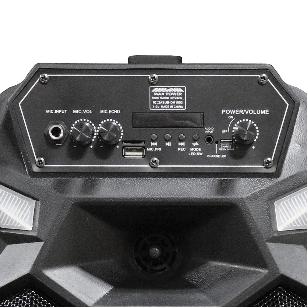 Maxpower MPD8202 8" Bluetooth Trolley Speaker Wired Mic Fm Radio Wireless