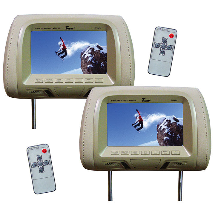 TView T726PLTAN 7 Headrest Monitors (Pair) with IR Transmitter (Tan)