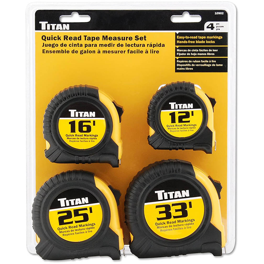 Titan 10902T Tool 4 pc Tape Measure Set