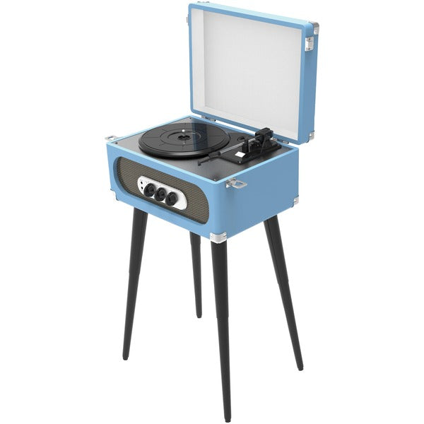 SYLVANIA SRC894-BLUE Bluetooth Retro Turntable with Stand & FM Radio (Blue)