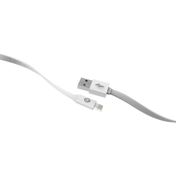 iEssentials IEN-FC4L-WT Charge & Sync Flat Lightning to USB Cable, 4ft (White)
