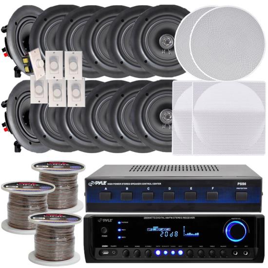 Pyle KTHSP370 6-room In-wall/Ceiling 5.25-inch Speaker System with Receiver