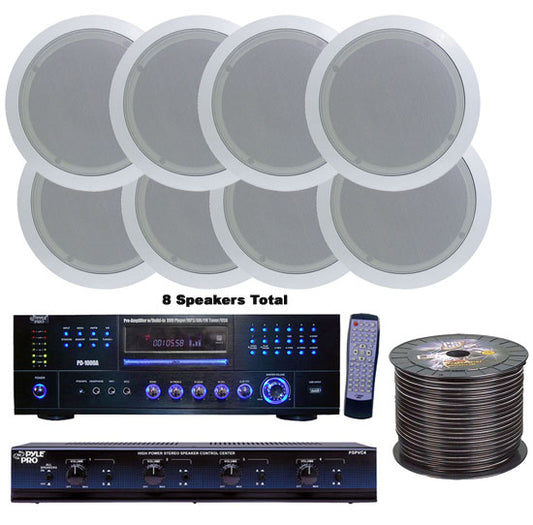 4 Room Home In-Ceiling Speakers W/DVD/MP3 Amp System