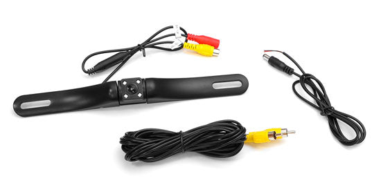 Pyle PLCM17BC Black Waterproof License Plate Mount Rear View Camera