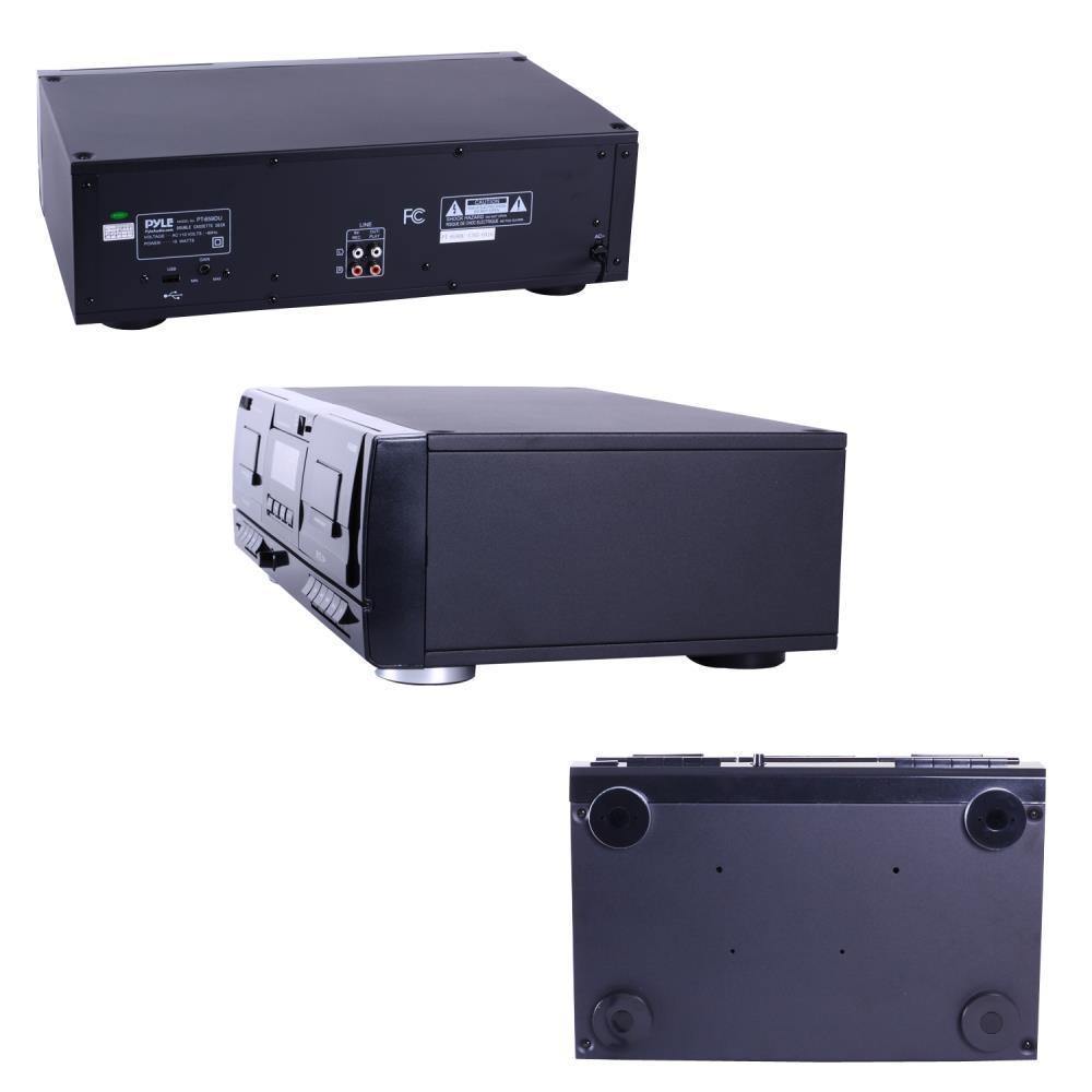 Pyle PT659DU Dual Stereo Cassette Deck W/ Tape USB to MP3 Converter