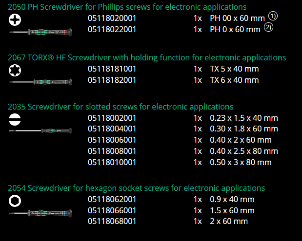 Wera 05073675001 Kraftform Micro-Set/12 Sb 1 Screwdriver Set Electronic Applica.