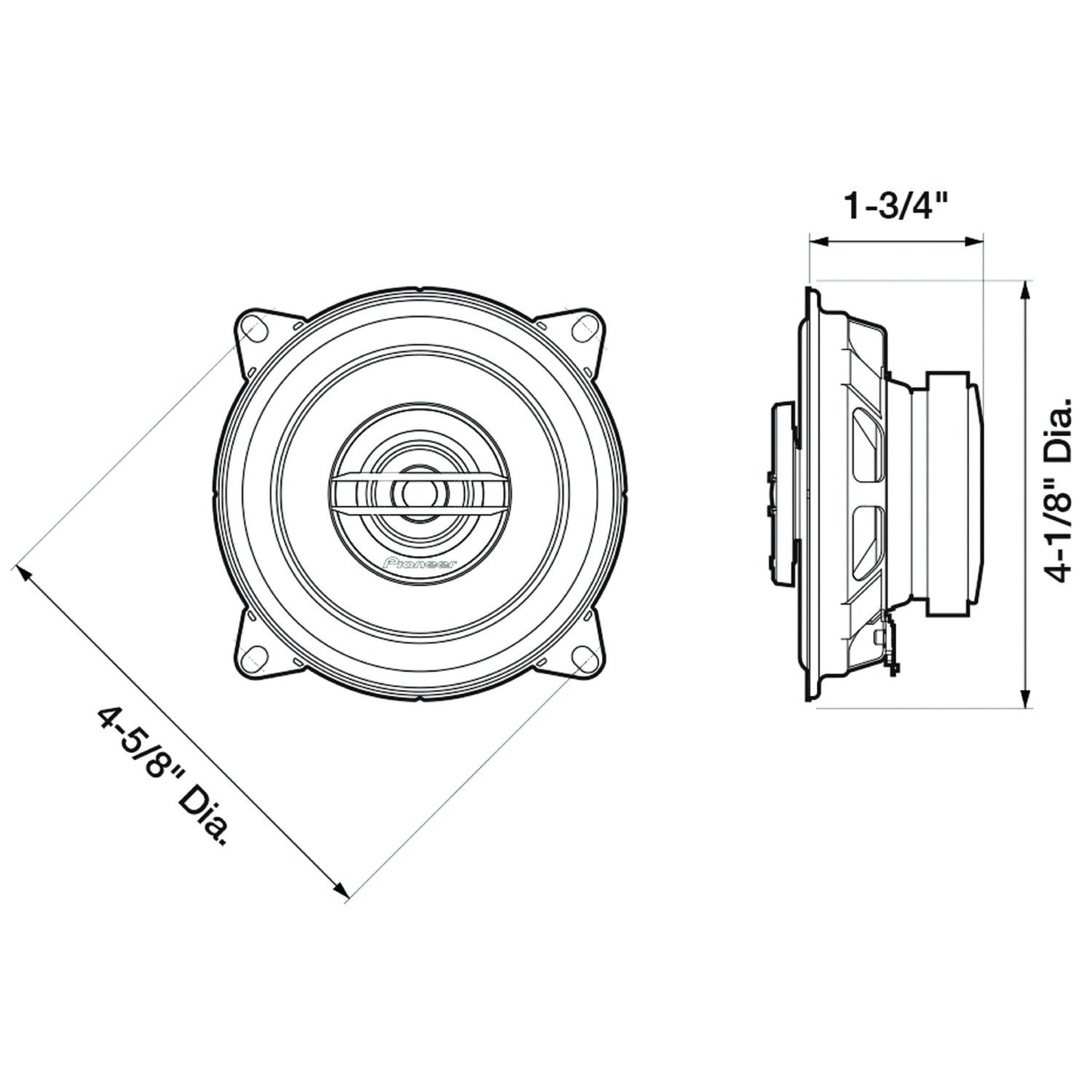 Pioneer TS-G1020S G-Series 4" 210W 2-Way Coaxial Speakers