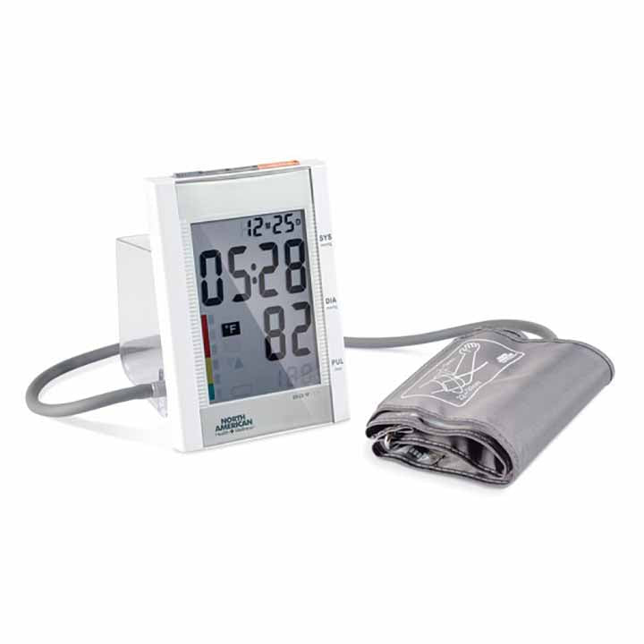 DESK ARM BLOOD PRESSURE MONITOR LD582 WITH, Extra Large cuff, CLOCK AND  AMBIENT THERMOMETER