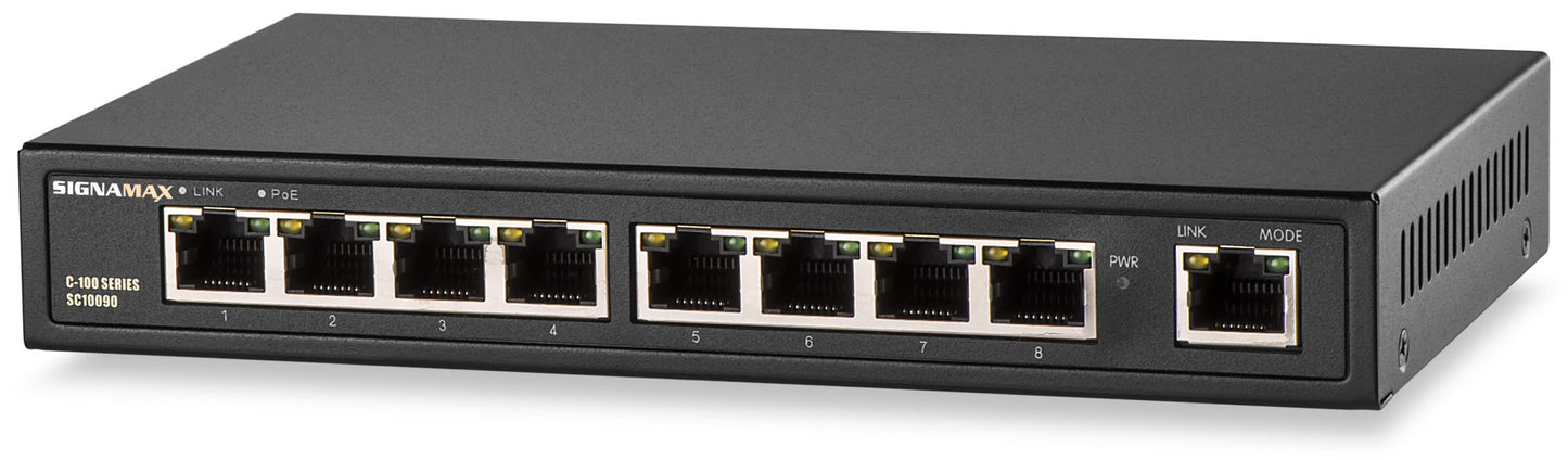 Signamax Connectivity SC10090 8 Port Fast Ethernet PoE+ Switch