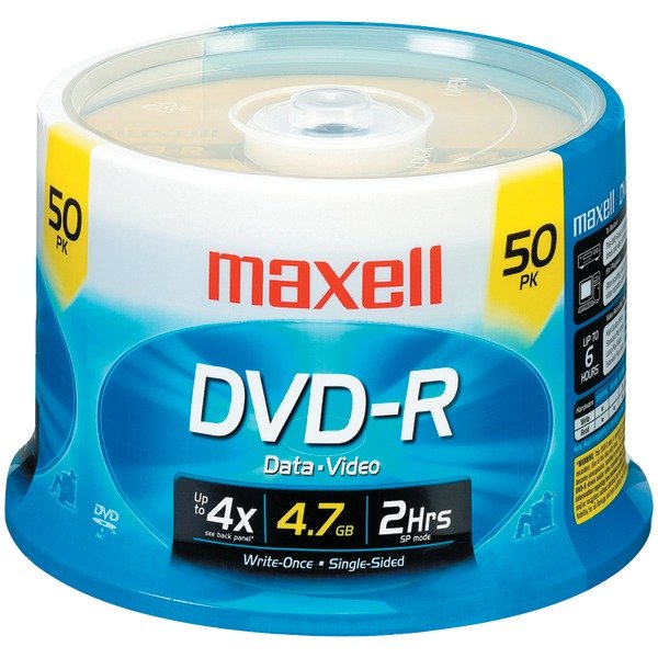 Maxell 638011 4.7GB 120-Minute DVD-Rs (50-ct Spindle)