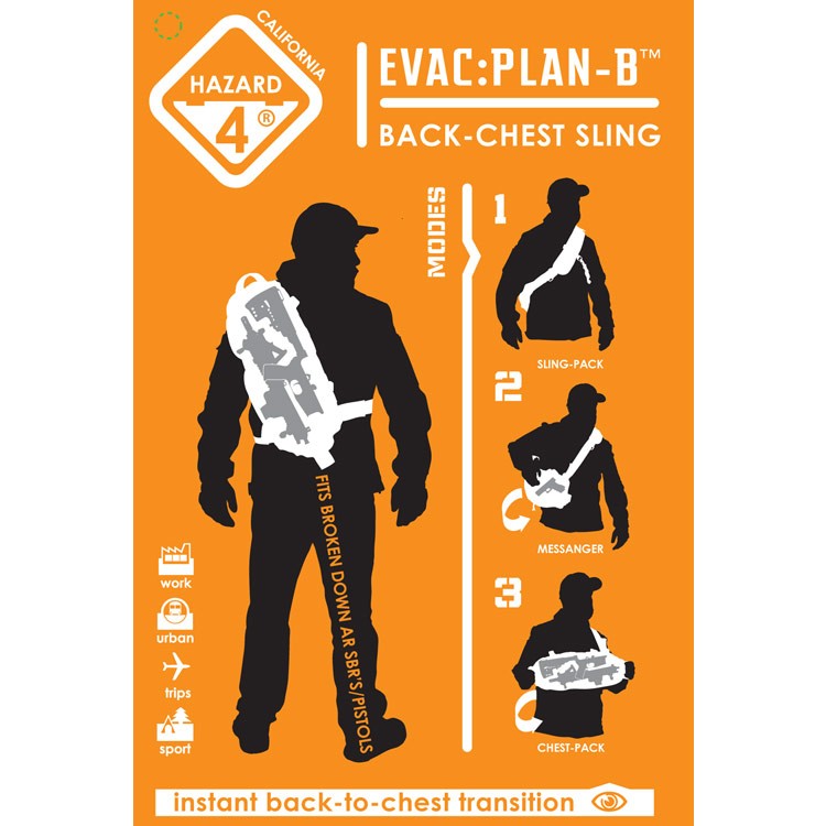 Hazard 4 EVCPLBBLK Plan-B evac series front/back modular sling pack - Black