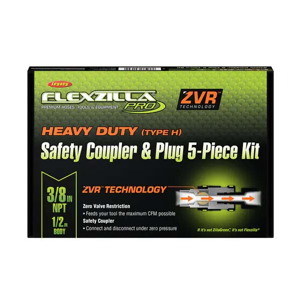 Flexzilla A55656FZ Pro Heavy Duty Safety Coupler and Plug 5 Piece Kit 3/8" NPT