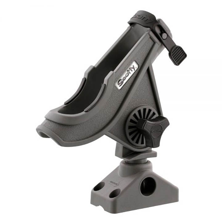 Scotty 0280GR Baitcaster/Spinning Rod Holder w/Combination Side/Deck Mount, Gray