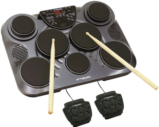 Pyle PTED01 Electronic Table Digital Drum Kit Top w/ 7 Pad Digital Drum Kit