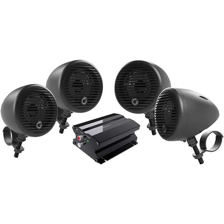 Planet Audio PMC4B Motorcycle/ATV System w/ BT 2 pairs 3" Matte Black Speakers