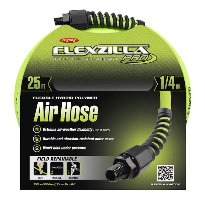 Flexzilla HFZP1425YW2 Pro Air Hose 1/4In X 25Ft 1/4In MNPT Fittings