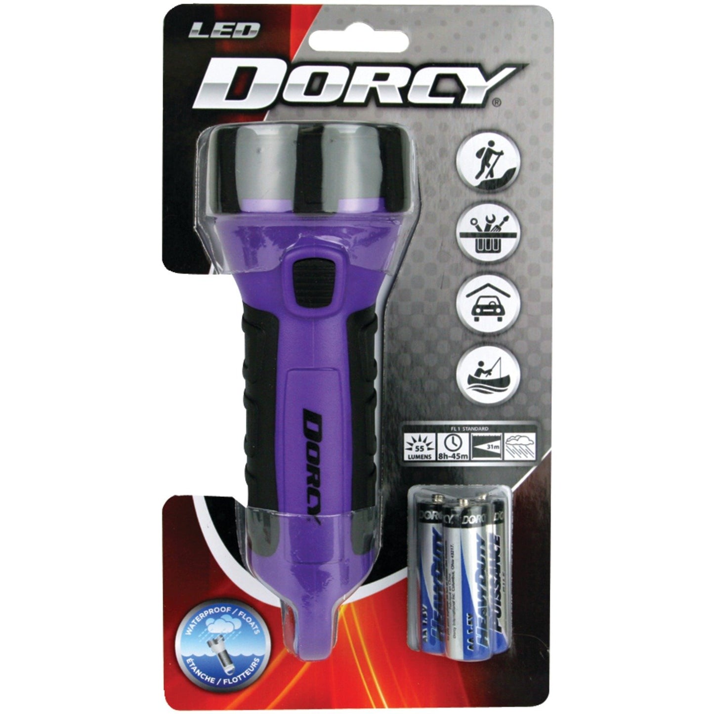 1) DORCY 41-2511 4 LED Floating Flashlight Random Case Color Blue/Green/Pink or Purple