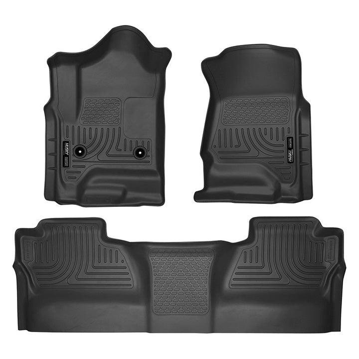 Husky 98231 Front/2nd Seat Floor Liners For '14-'19 Silverado/Sierra Crew Cab