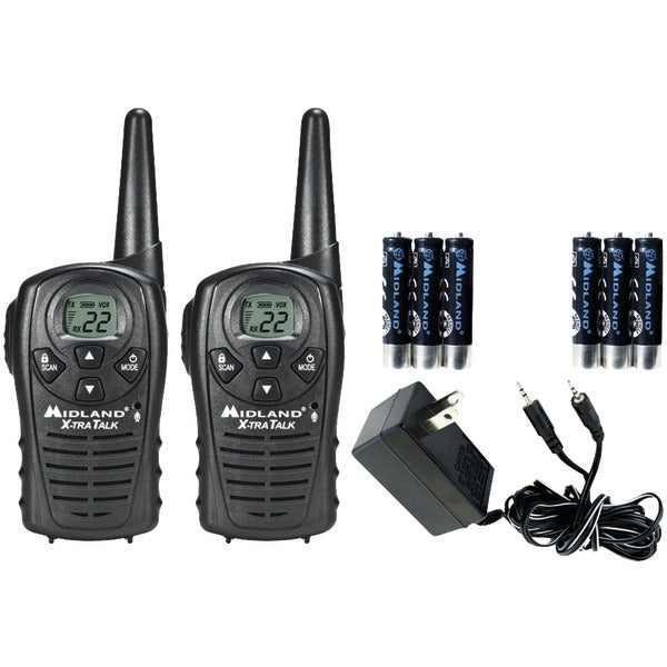 Midland LXT118VP 18-Mile GMRS Radio Pair w/ Charger & Rechargeable Batteries