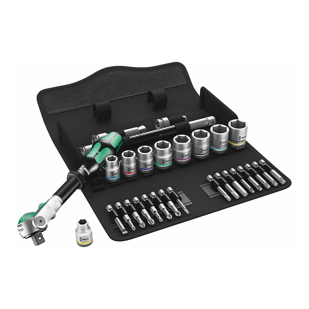Wera 05004049001 SAE (Imperial) 3/8 Drive Speed Ratchet Set (29-Piece Set)