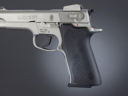 Hogue 40010 S&W 5900 Series Rubber Grip Panels Black