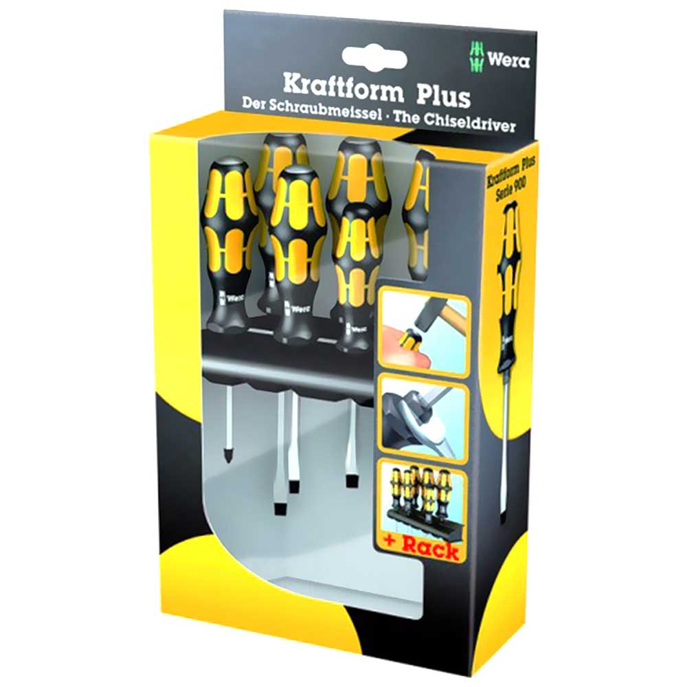 Wera 05018282001 932/6 Kraftform Plus Screwdriver Set and Rack 6-Pieces