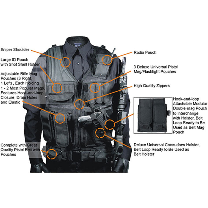 UTG PVCV547BT 547 Law Enforcement Tactical Vest Right Hand  Black
